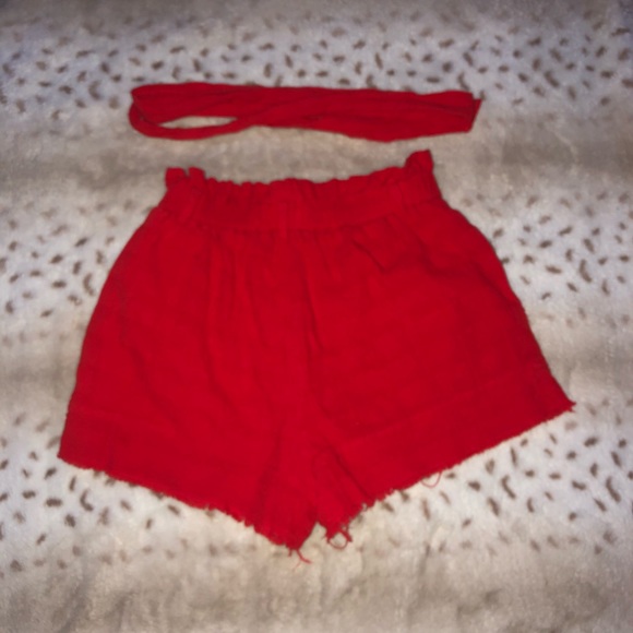 Red tie shorts - Picture 2 of 10